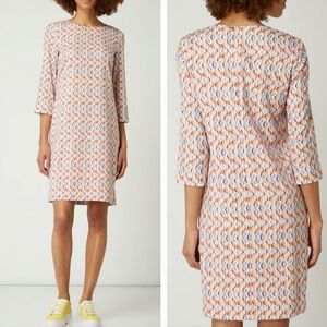 CINQUE Geometric Multicolor Round Collar Boxy Shift 3/4 sleeves Orange Dress 4